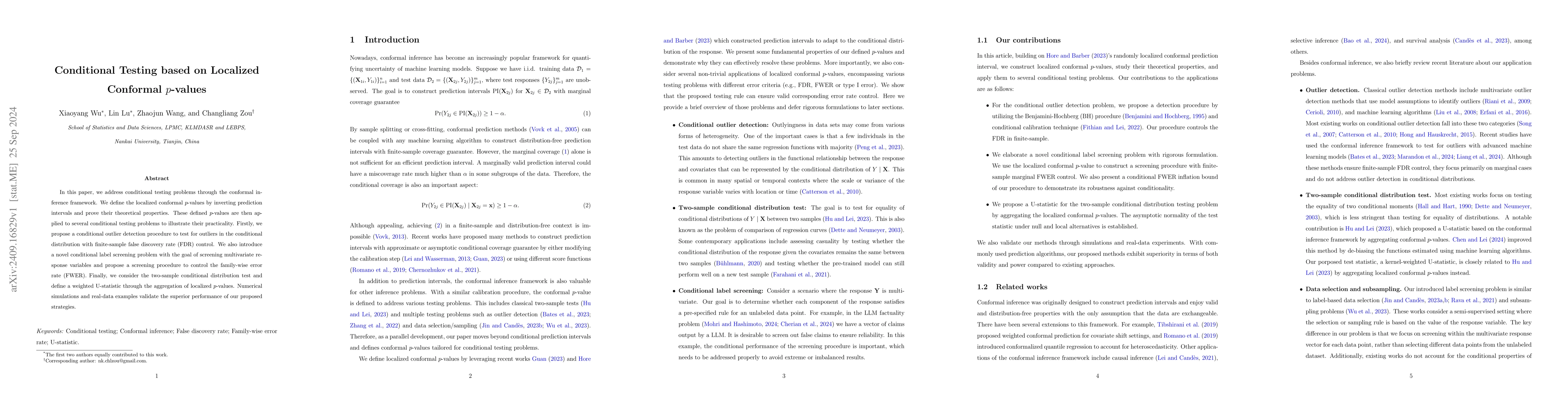 Thumbnail for Conditional Testing based on Localized Conformal p-values