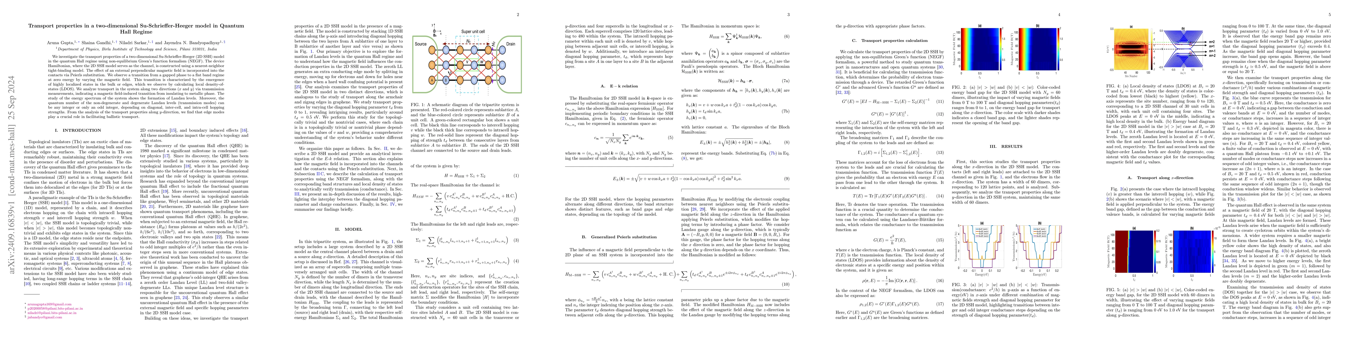 Thumbnail for Transport properties in a two-dimensional Su-Schrieffer-Heeger model in
  Quantum Hall Regime