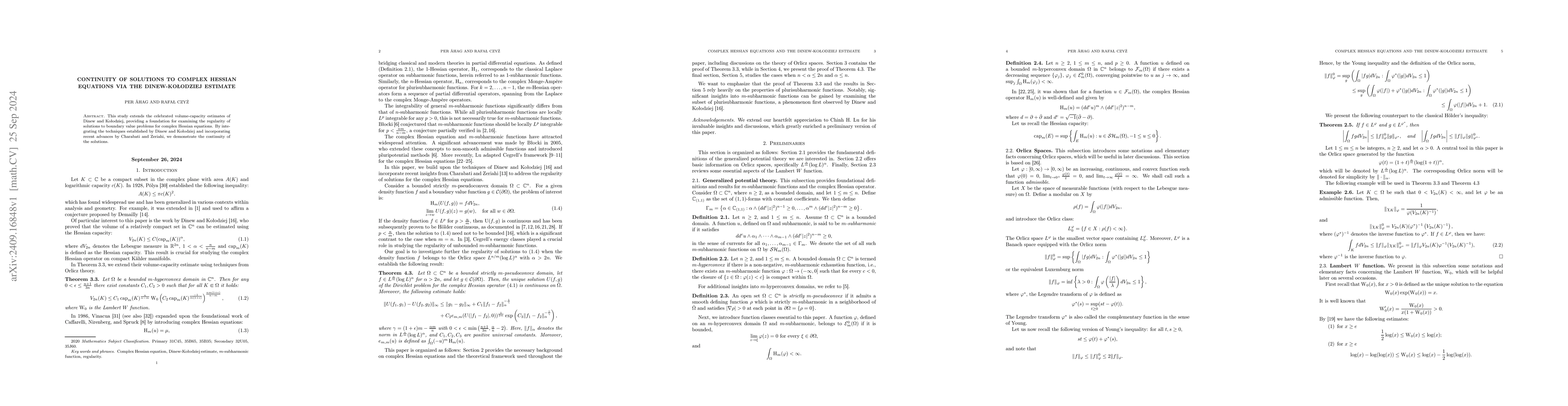 Thumbnail for Continuity of Solutions to Complex Hessian Equations via the
  Dinew-Kołodziej Estimate