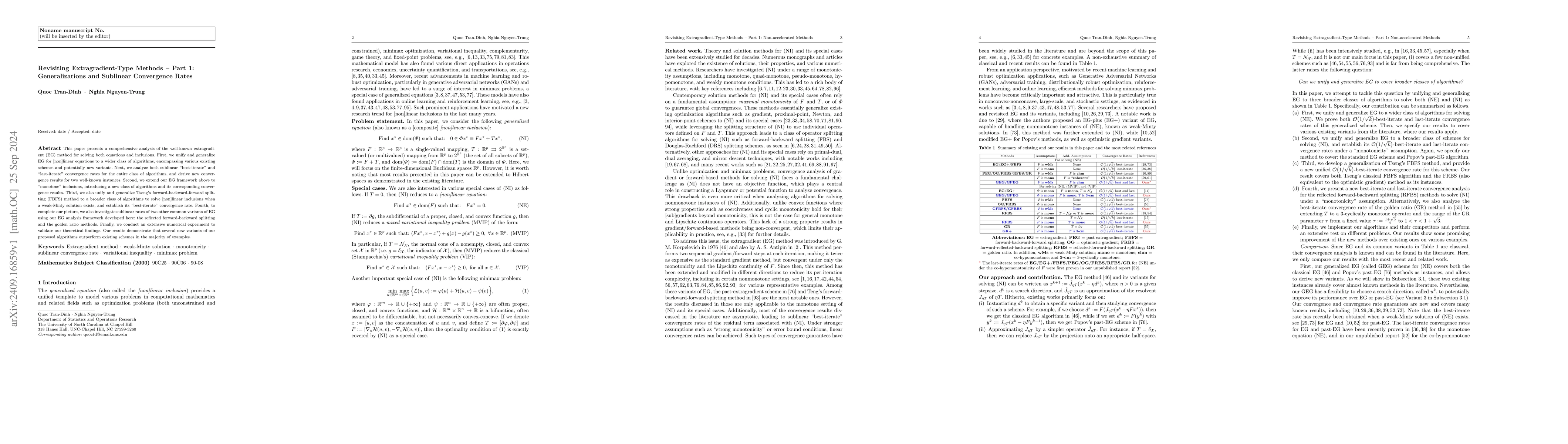 Thumbnail for Revisiting Extragradient-Type Methods -- Part 1: Generalizations and
  Sublinear Convergence Rates