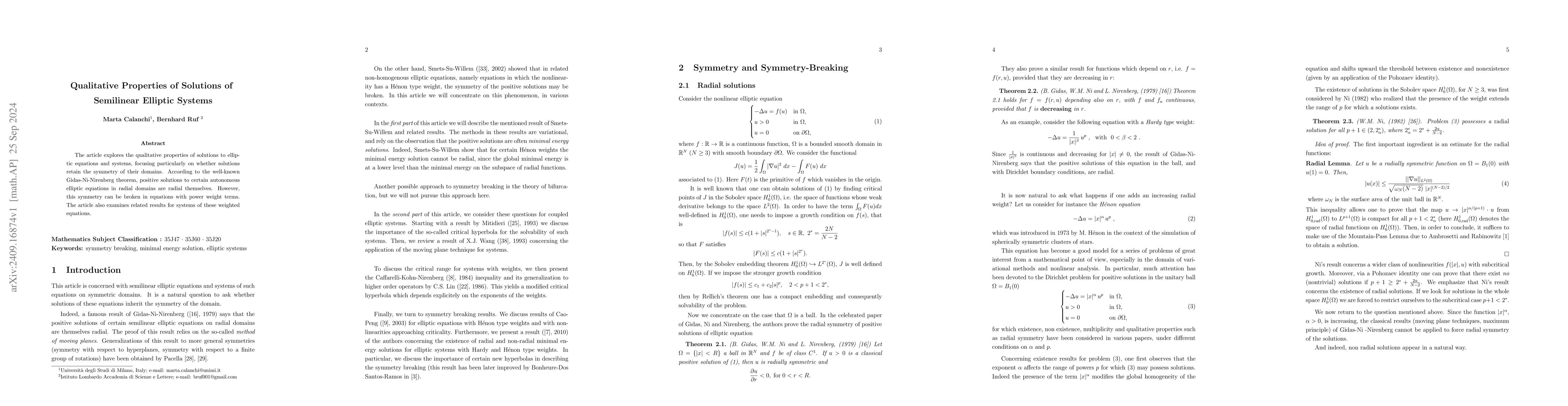 Thumbnail for Qualitative Properties of Solutions of Semilinear Elliptic Systems