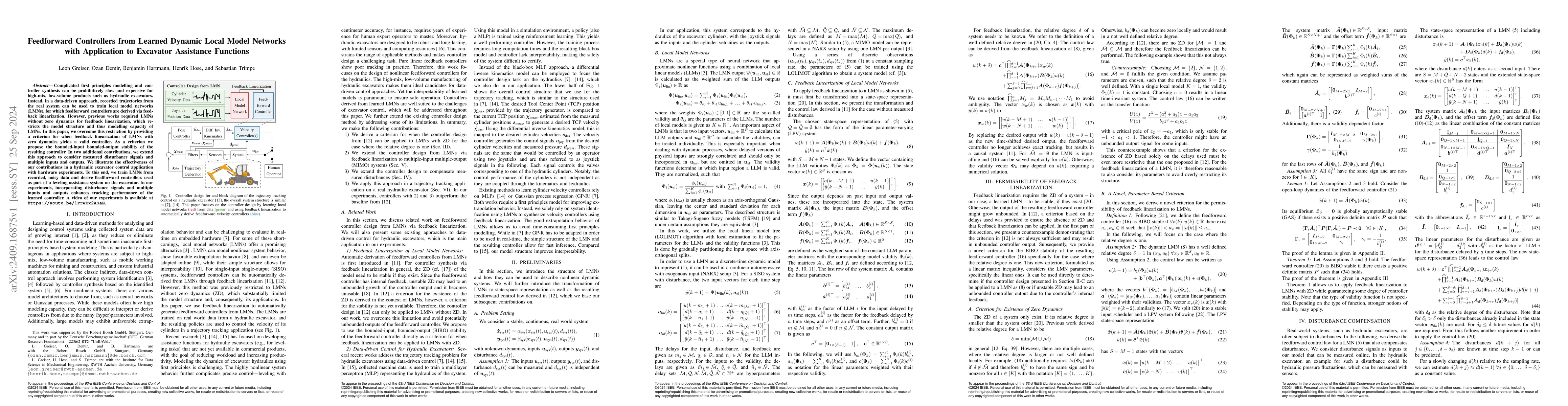 Thumbnail for Feedforward Controllers from Learned Dynamic Local Model Networks with
  Application to Excavator Assistance Functions