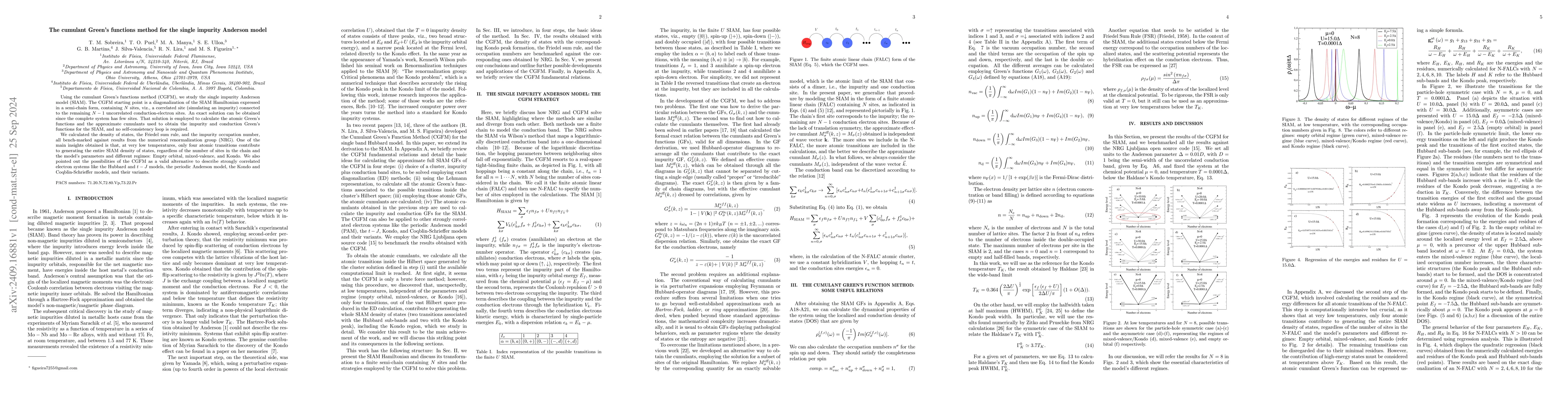 Thumbnail for The cumulant Green's functions method for the single impurity Anderson
  model