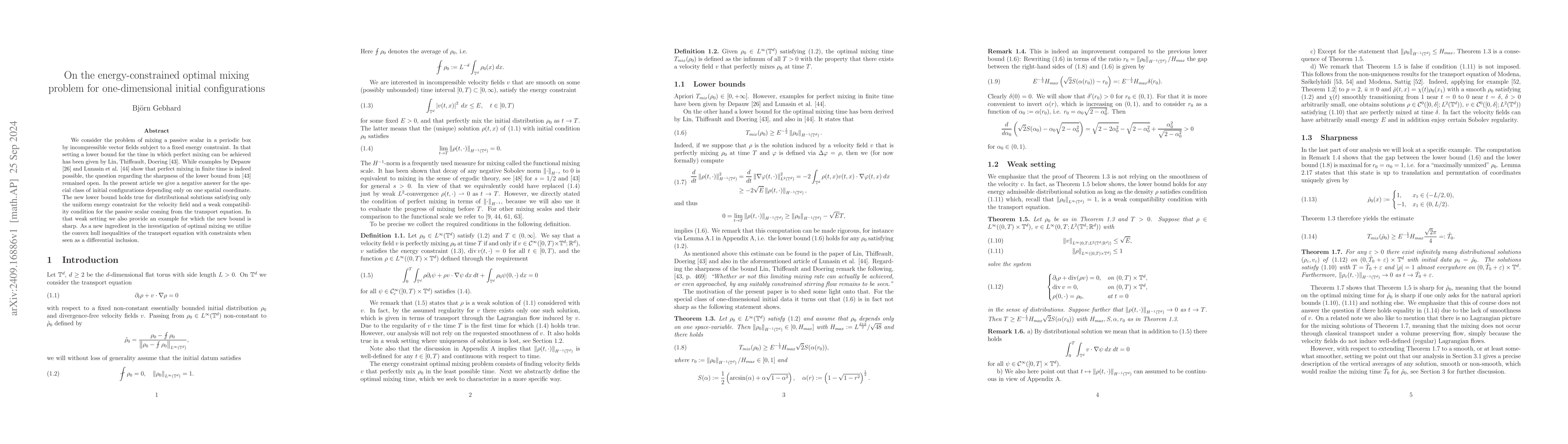 Thumbnail for On the energy-constrained optimal mixing problem for one-dimensional
  initial configurations