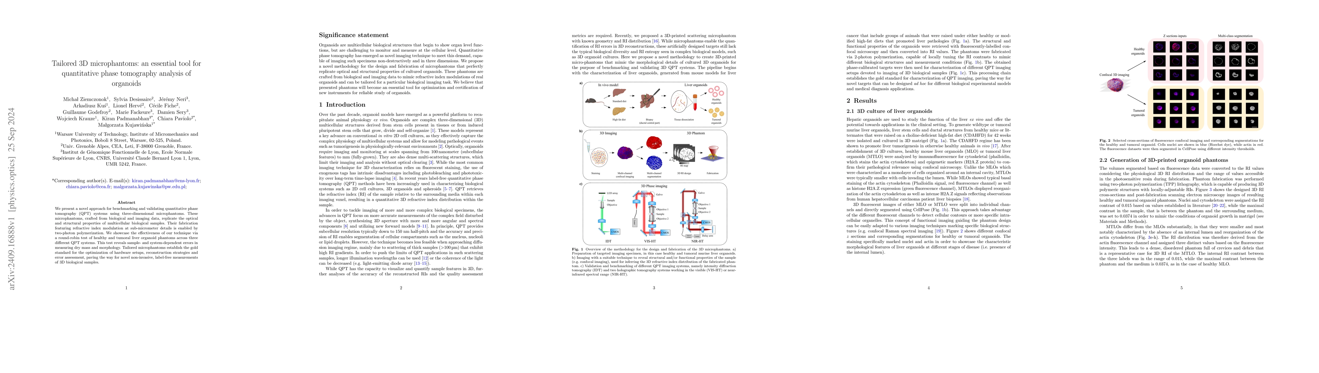 Thumbnail for Tailored 3D microphantoms: an essential tool for quantitative phase
  tomography analysis of organoids
