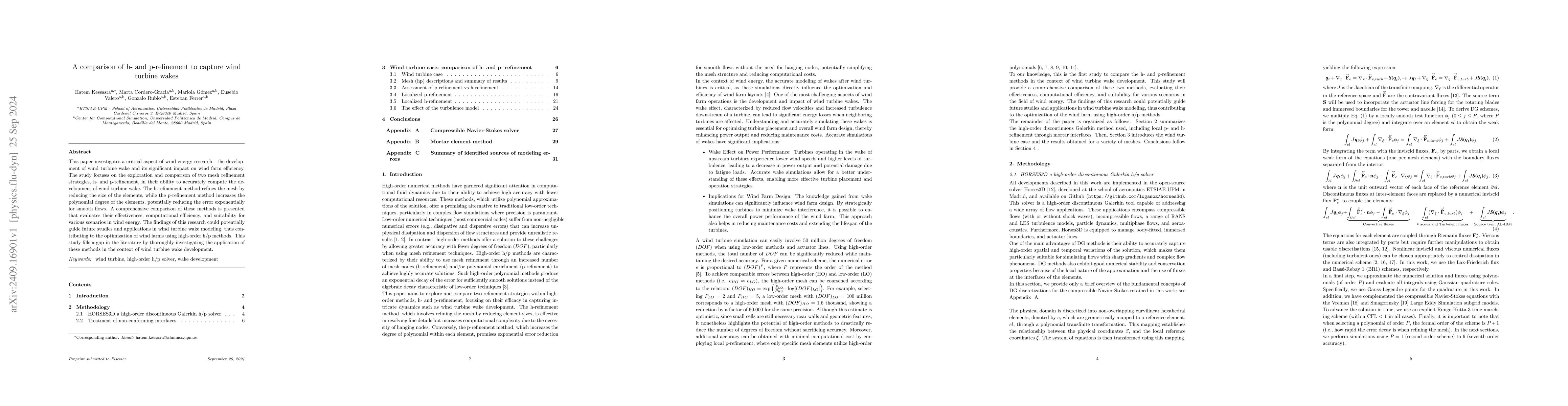 Thumbnail for A comparison of h- and p-refinement to capture wind turbine wakes