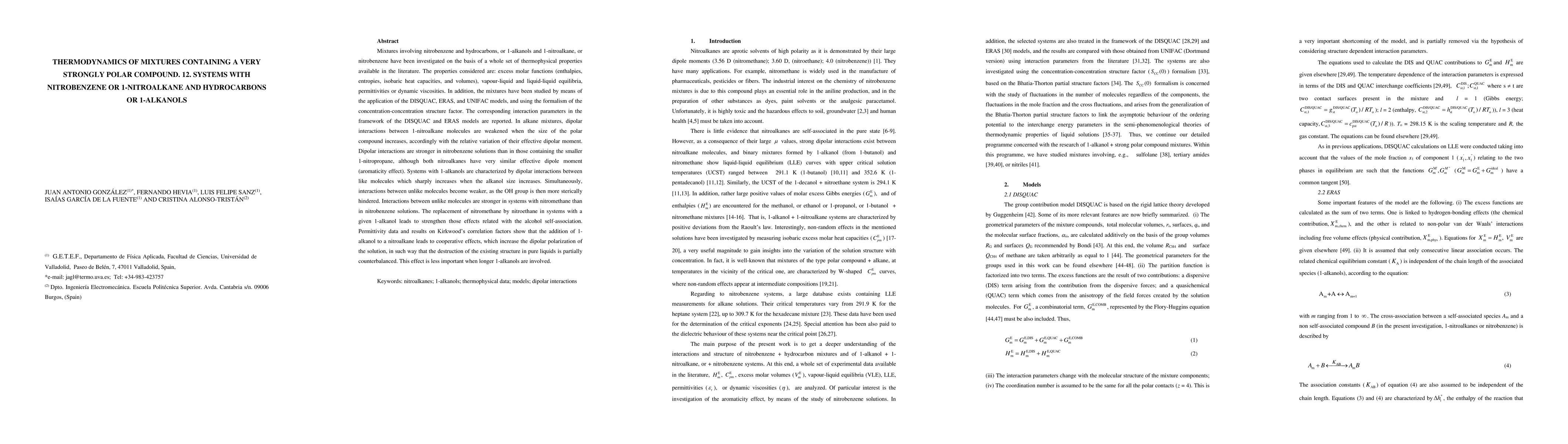 Thumbnail for Thermodynamics of mixtures containing a very strongly polar compound.
  12. Systems with nitrobenzene or 1-nitroalkane and hydrocarbons or 1-alkanols