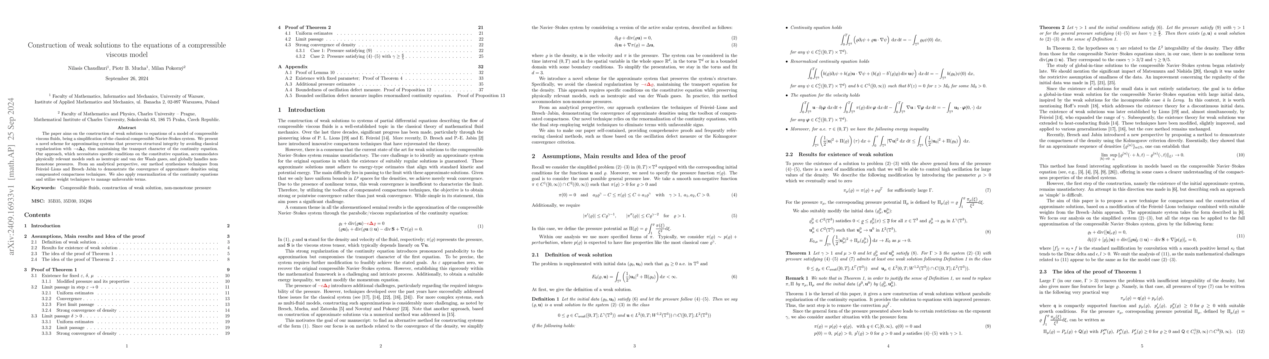 Thumbnail for Construction of weak solutions to the equations of a compressible
  viscous model
