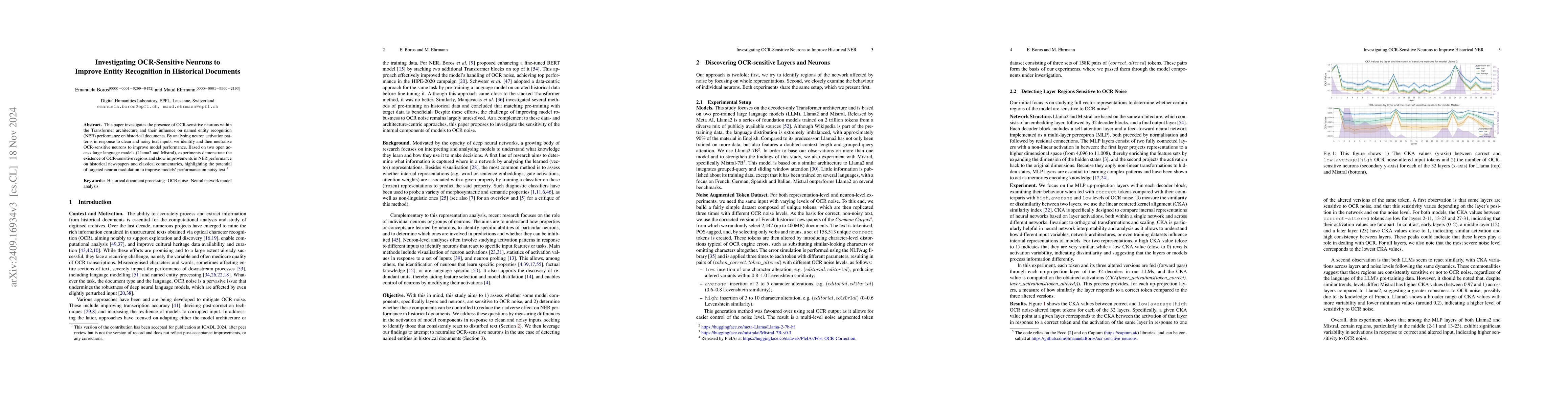 Thumbnail for Investigating OCR-Sensitive Neurons to Improve Entity Recognition in
  Historical Documents