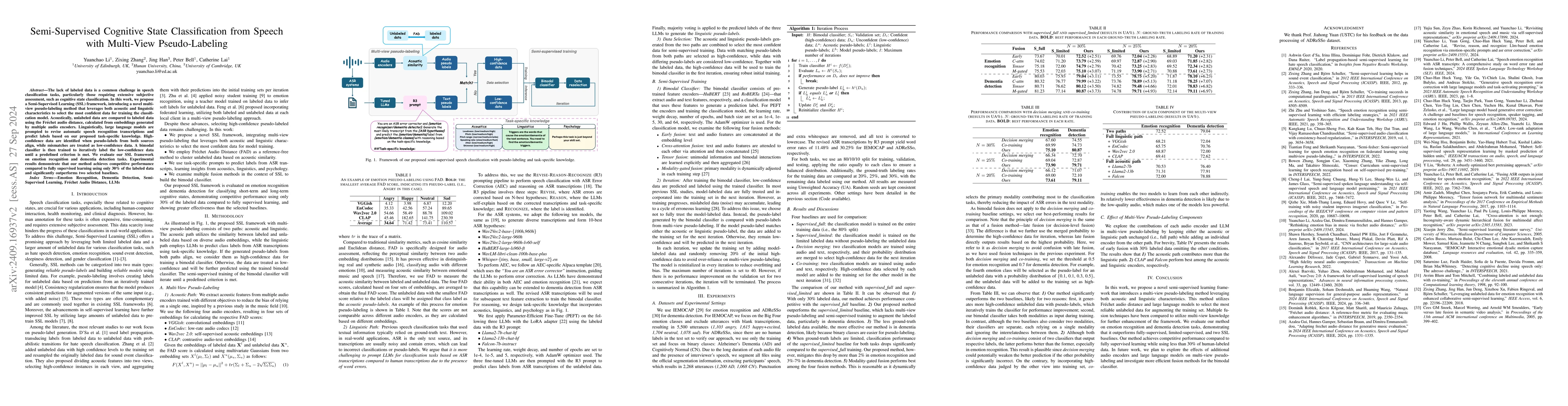 Thumbnail for Semi-Supervised Cognitive State Classification from Speech with
  Multi-View Pseudo-Labeling