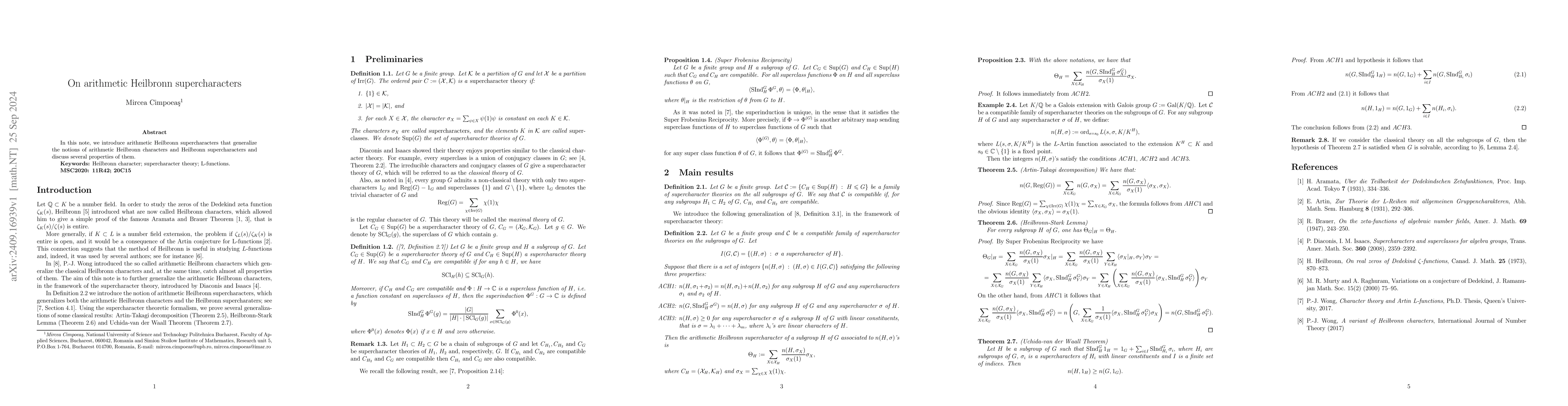 Thumbnail for On arithmetic Heilbronn supercharacters