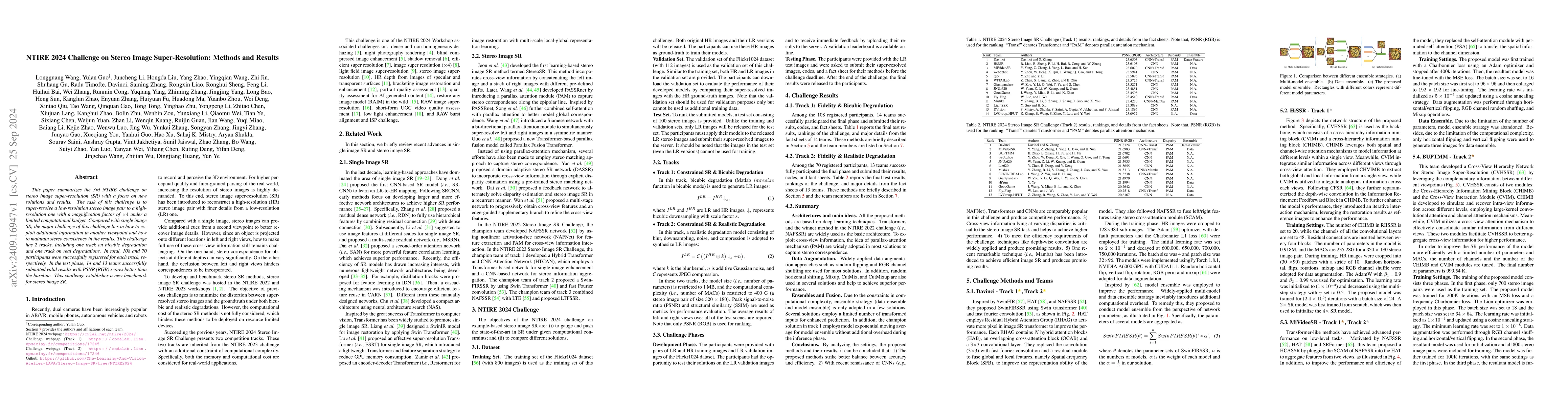 Thumbnail for NTIRE 2024 Challenge on Stereo Image Super-Resolution: Methods and
  Results