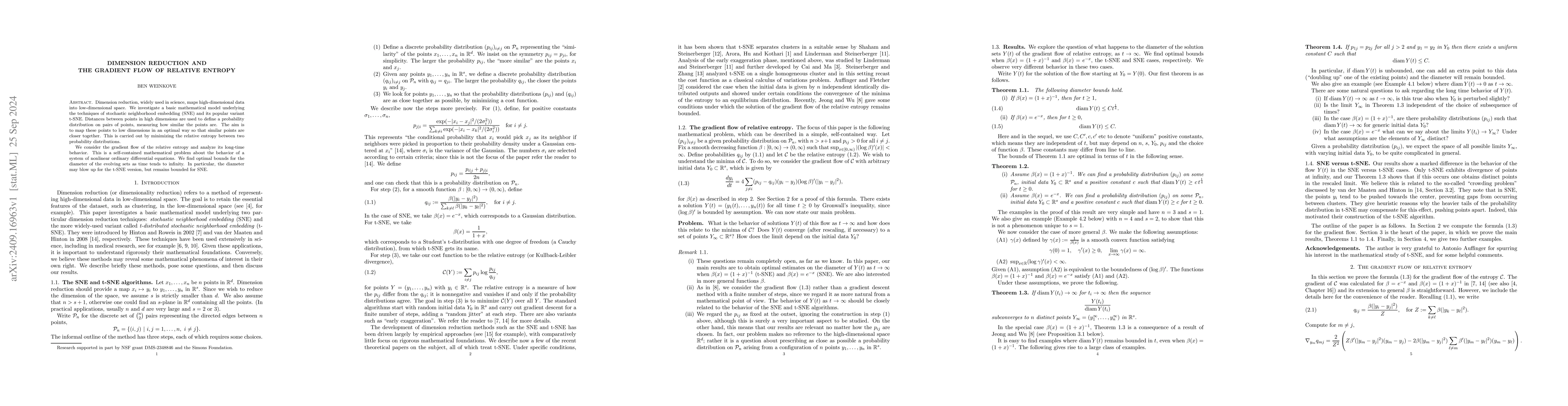 Thumbnail for Dimension reduction and the gradient flow of relative entropy