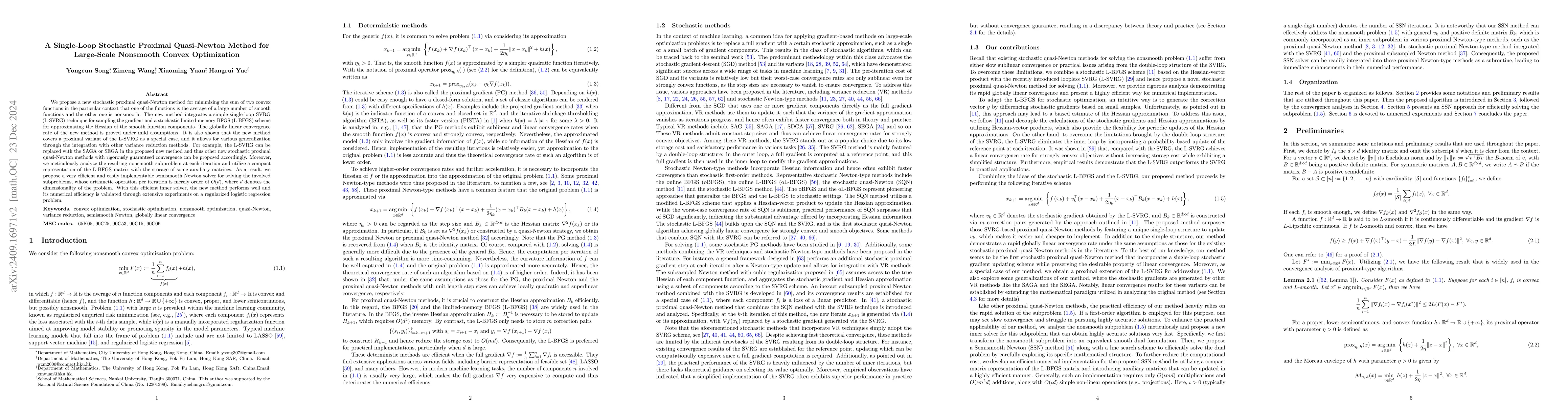 Thumbnail for A Single-Loop Stochastic Proximal Quasi-Newton Method for Large-Scale
  Nonsmooth Convex Optimization
