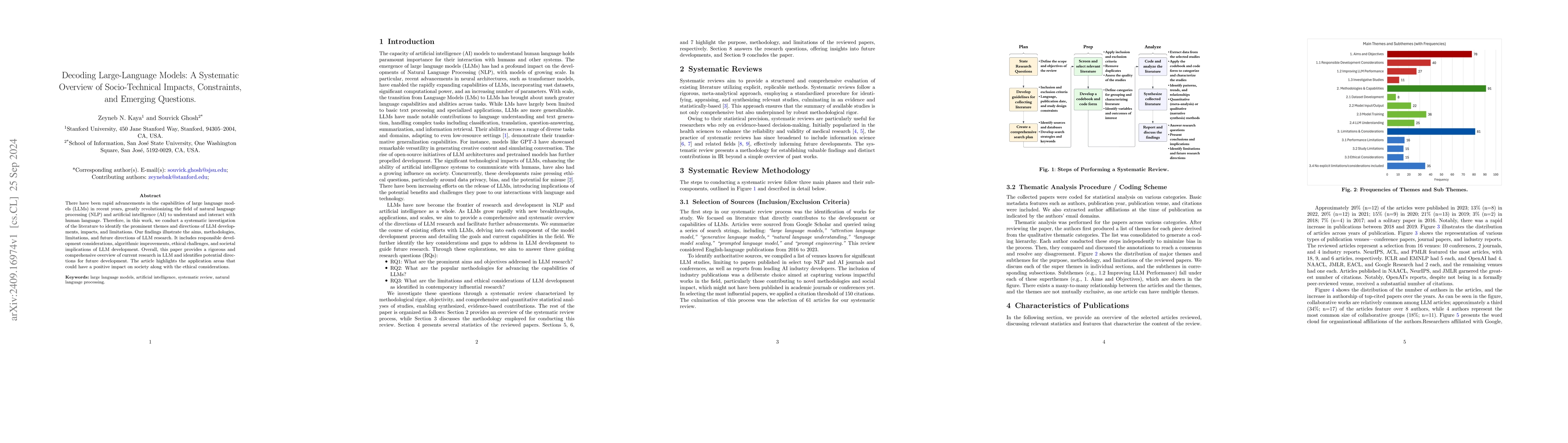 Thumbnail for Decoding Large-Language Models: A Systematic Overview of Socio-Technical
  Impacts, Constraints, and Emerging Questions
