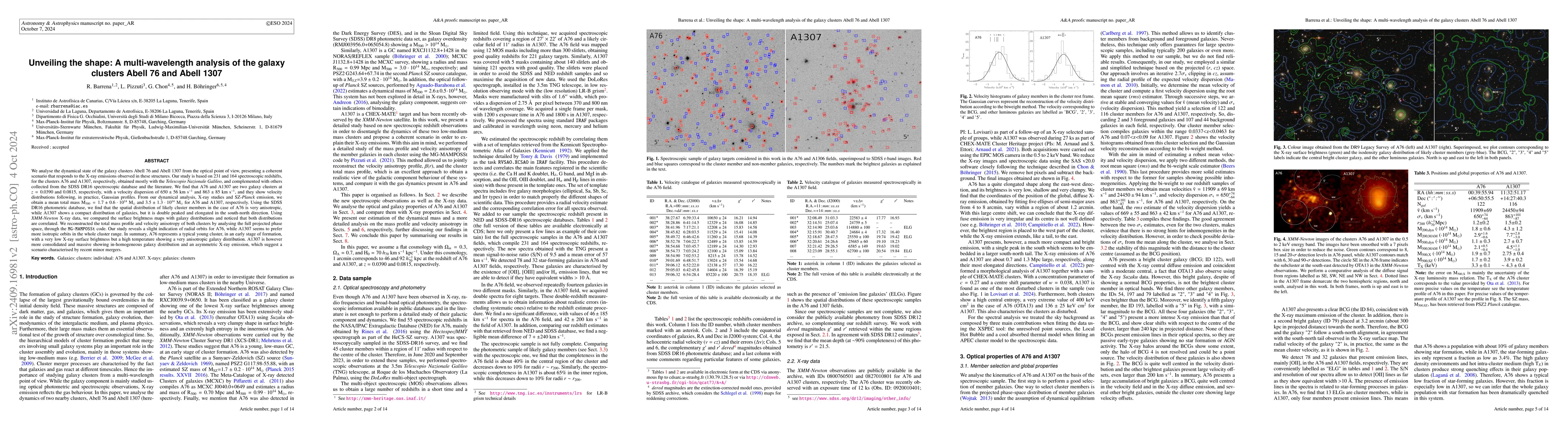 Thumbnail for Unveiling the shape: a multi-wavelength analysis of the galaxy clusters
  Abell 76 and Abell 1307