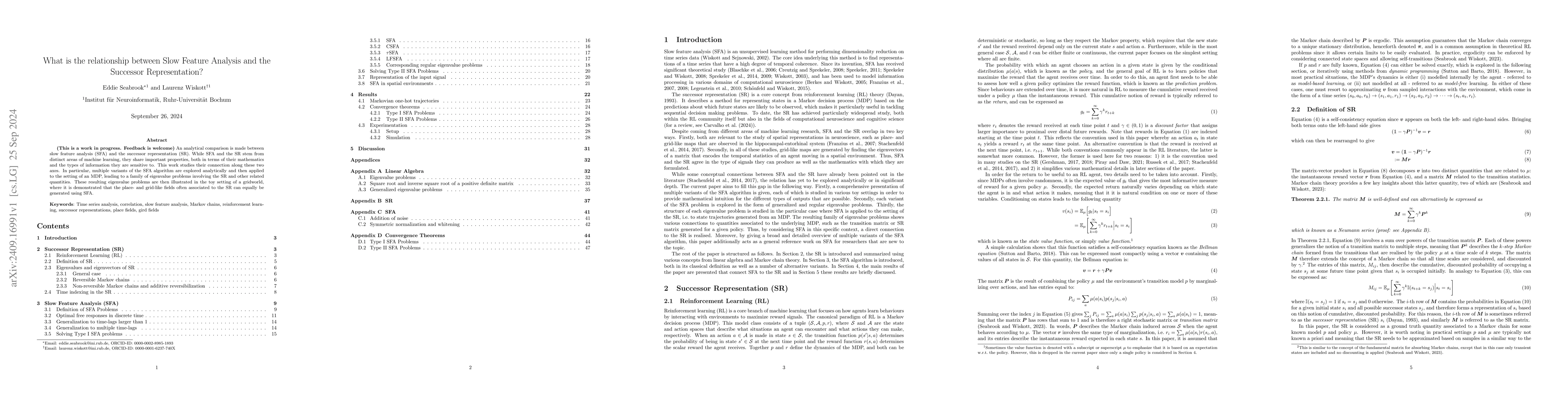Thumbnail for What is the relationship between Slow Feature Analysis and the Successor
  Representation?