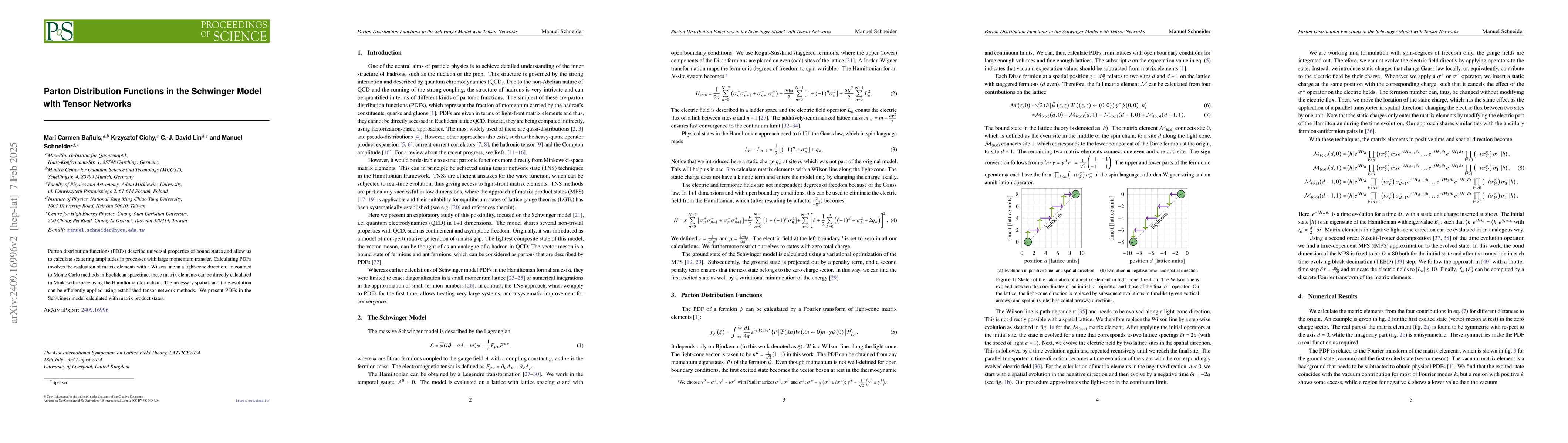 Thumbnail for Parton Distribution Functions in the Schwinger Model with Tensor
  Networks