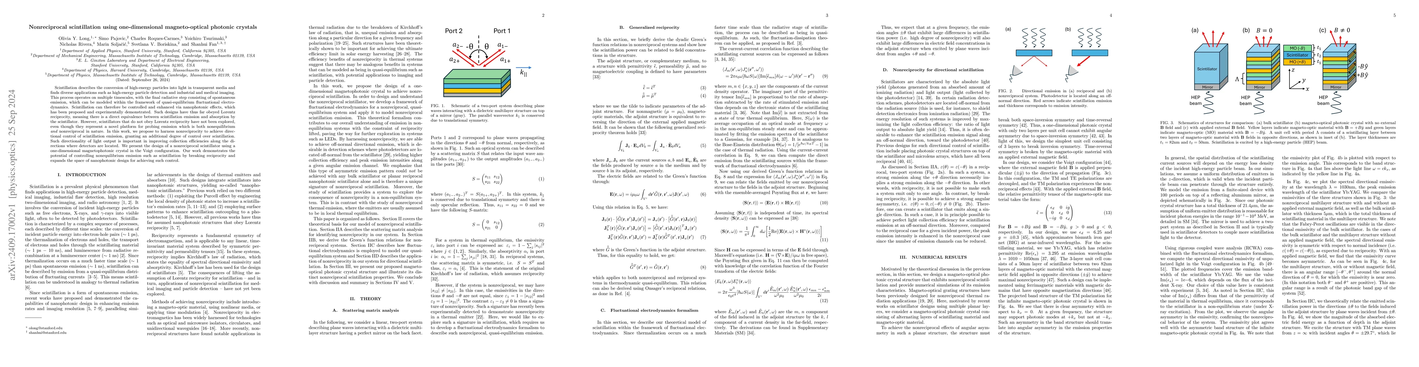 Thumbnail for Nonreciprocal scintillation using one-dimensional magneto-optical
  photonic crystals