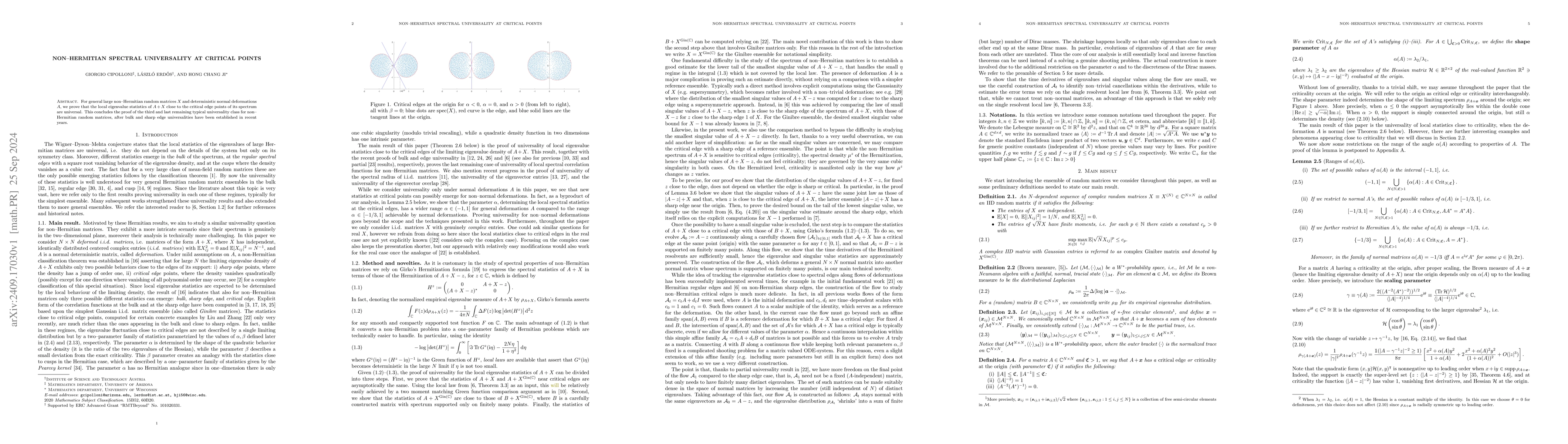 Thumbnail for Non-Hermitian spectral universality at critical points