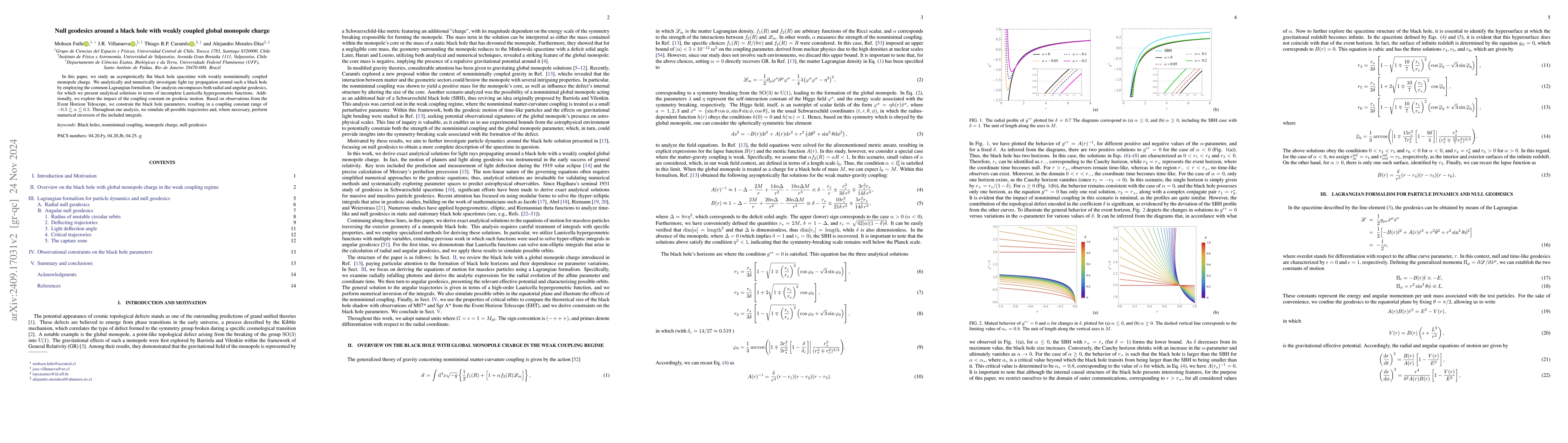 Thumbnail for Null geodesics around a black hole with weakly coupled global monopole
  charge