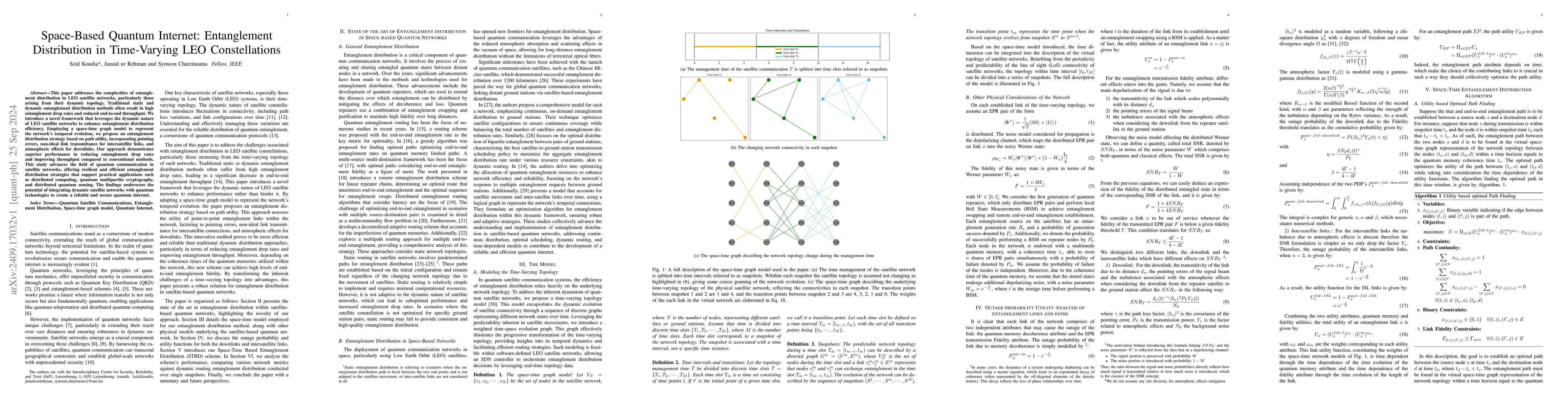 Thumbnail for Space-Based Quantum Internet: Entanglement Distribution in Time-Varying
  LEO Constellations
