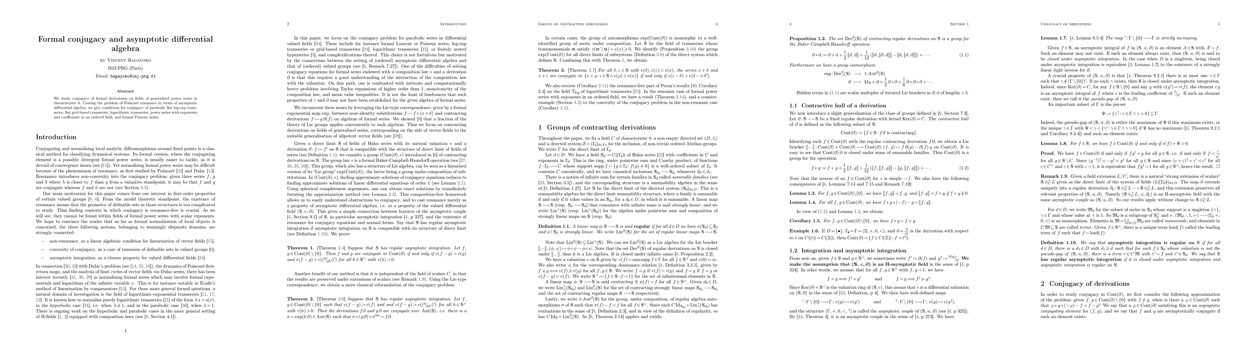 Thumbnail for Formal conjugacy and asymptotic differential algebra