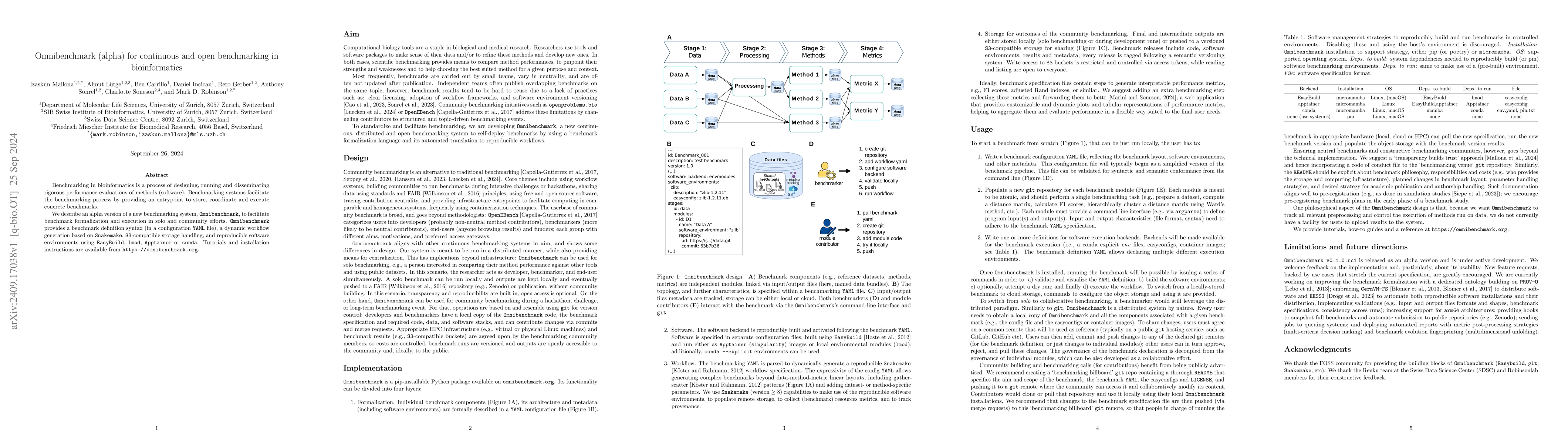 Thumbnail for Omnibenchmark (alpha) for continuous and open benchmarking in
  bioinformatics