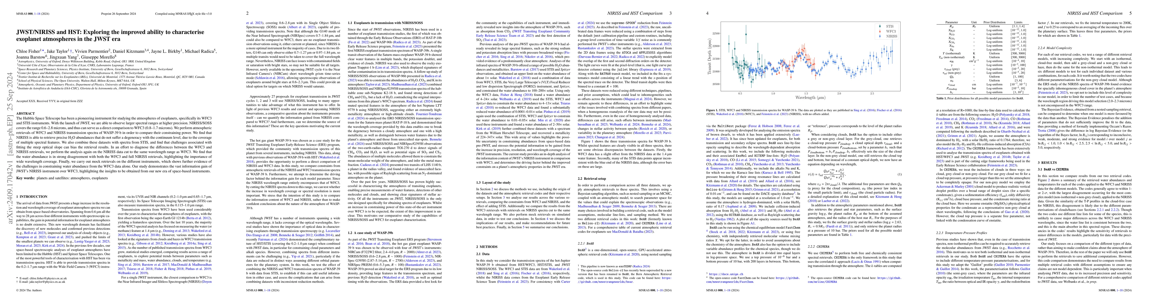 Thumbnail for JWST/NIRISS and HST: Exploring the improved ability to characterise
  exoplanet atmospheres in the JWST era