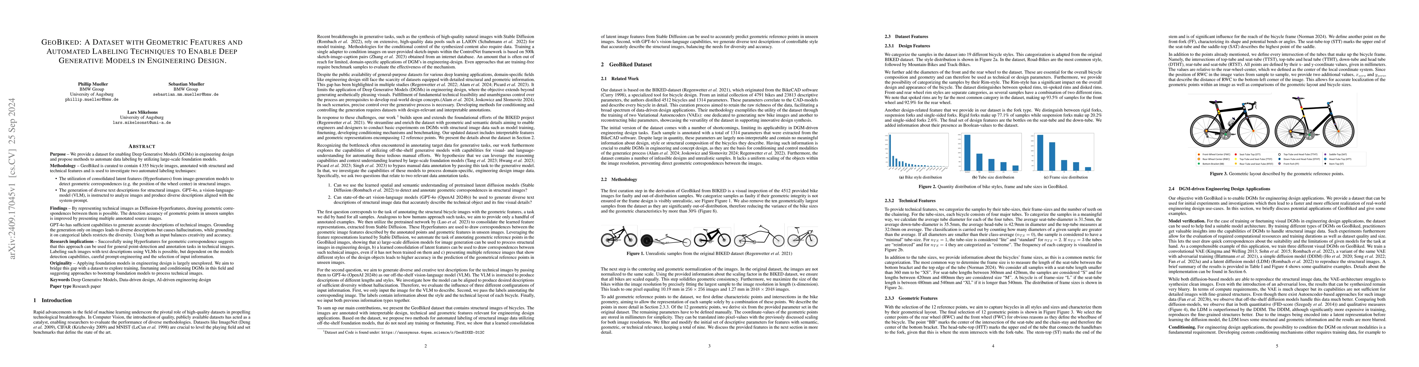 Thumbnail for GeoBiked: A Dataset with Geometric Features and Automated Labeling
  Techniques to Enable Deep Generative Models in Engineering Design