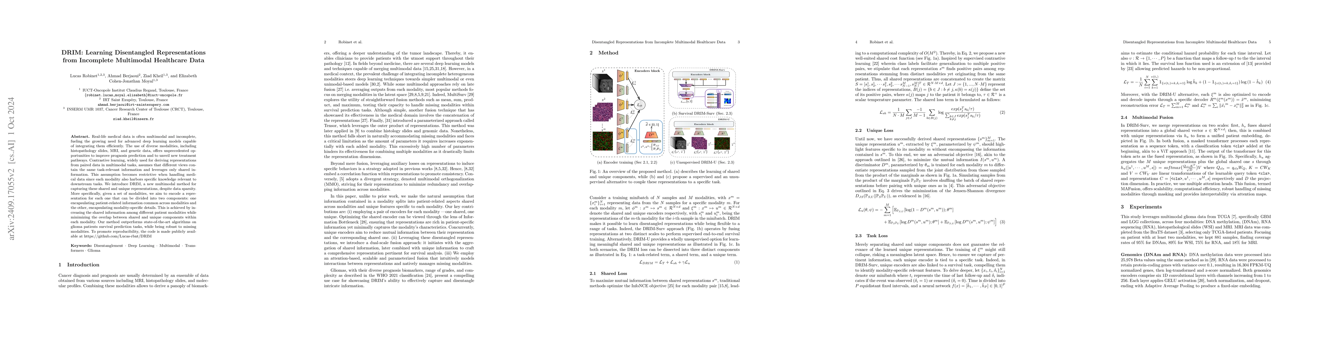 Thumbnail for DRIM: Learning Disentangled Representations from Incomplete Multimodal
  Healthcare Data