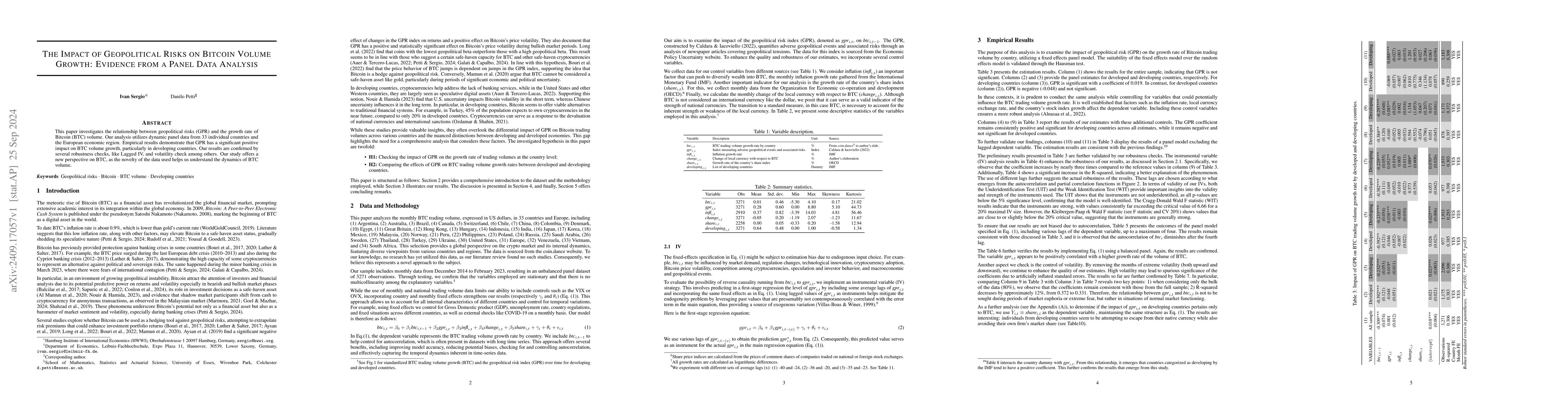 Thumbnail for The Impact of Geopolitical Risks on Bitcoin Volume Growth: Evidence from
  a Panel Data Analysis
