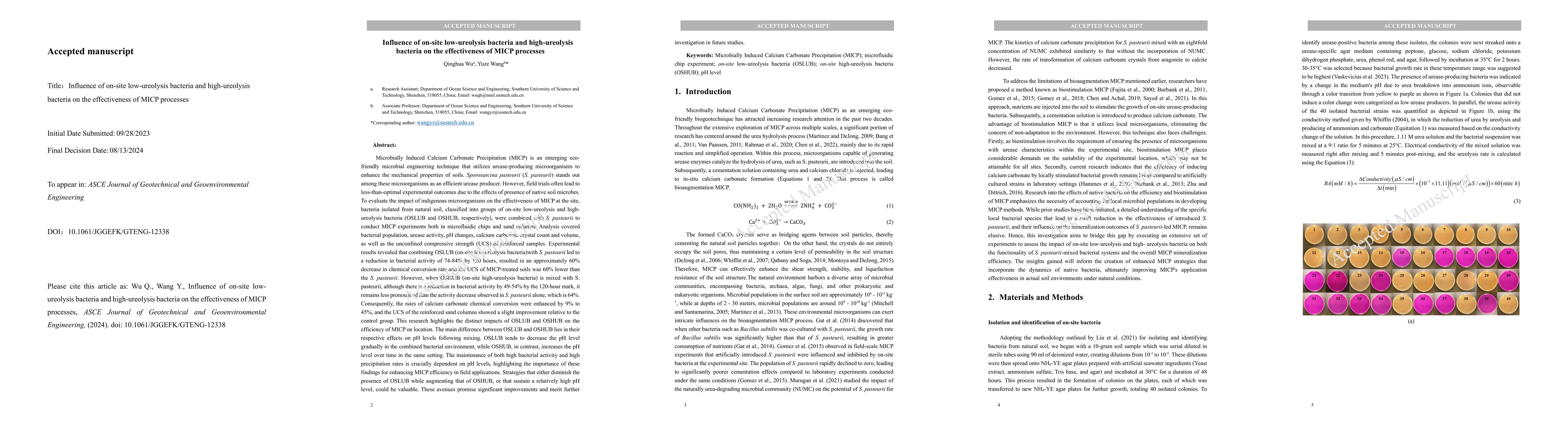 Thumbnail for Influence of on-site low-ureolysis bacteria and high-ureolysis bacteria
  on the effectiveness of MICP processes