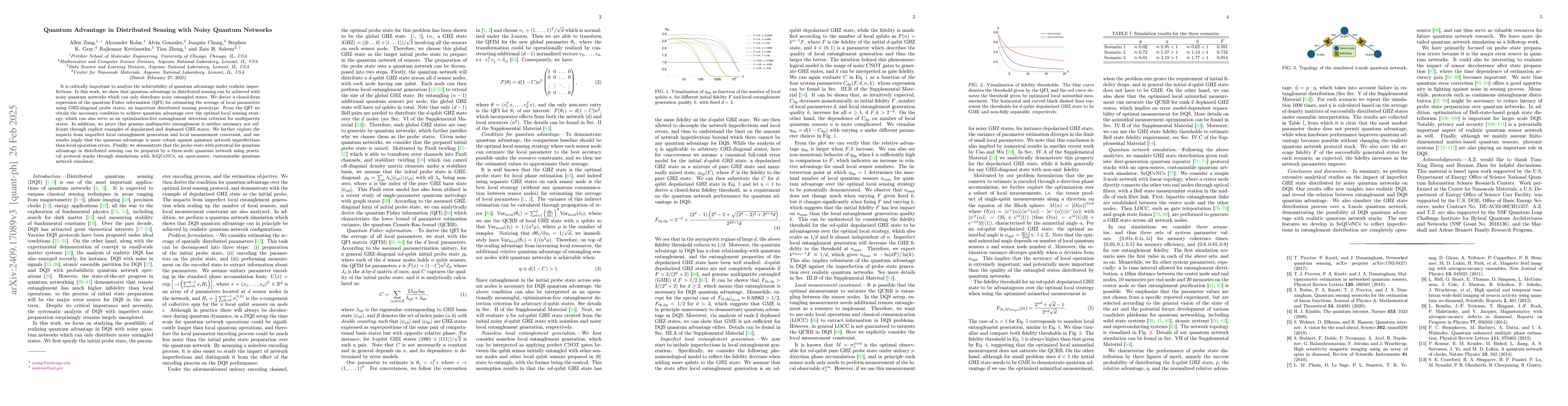Thumbnail for Quantum Advantage in Distributed Sensing with Noisy Quantum Networks