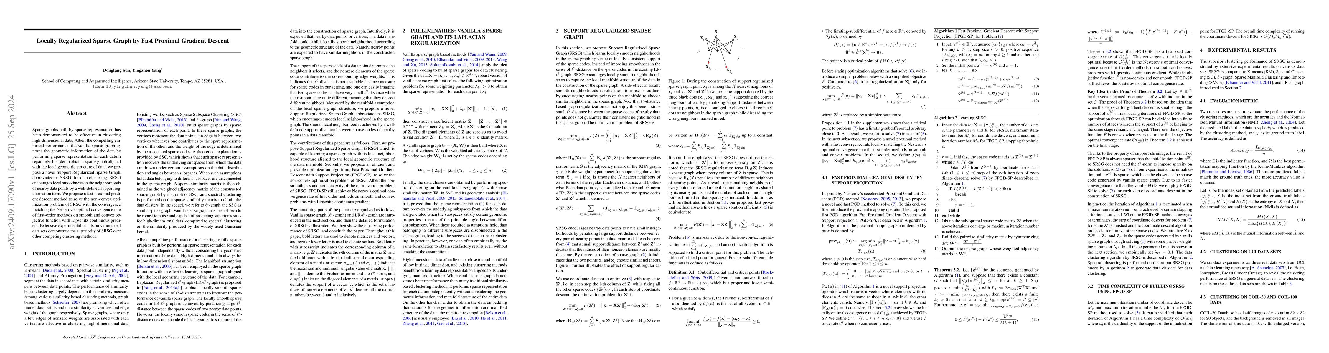 Thumbnail for Locally Regularized Sparse Graph by Fast Proximal Gradient Descent