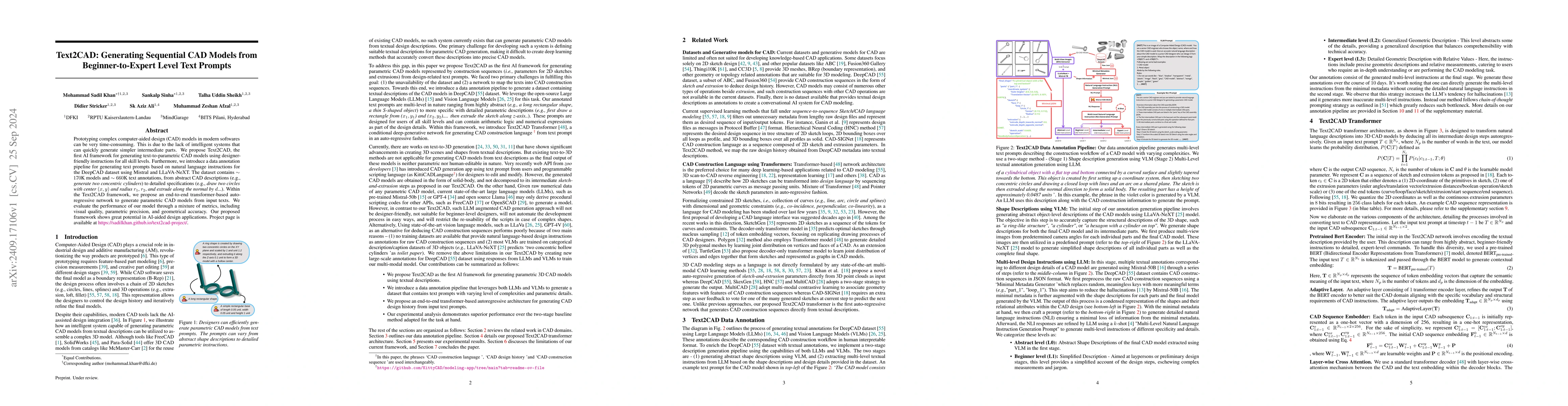 Thumbnail for Text2CAD: Generating Sequential CAD Models from Beginner-to-Expert Level
  Text Prompts