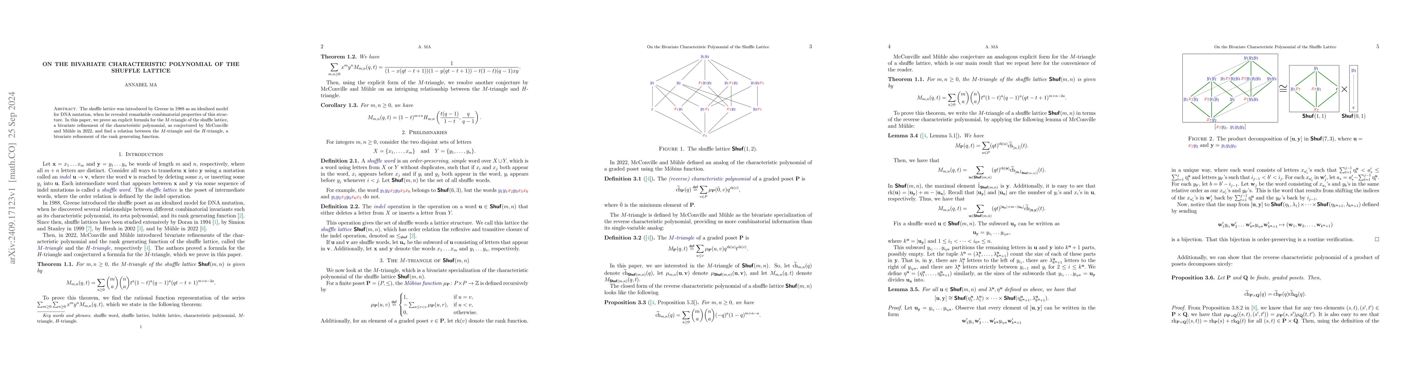Thumbnail for On the Bivariate Characteristic Polynomial of the Shuffle Lattice