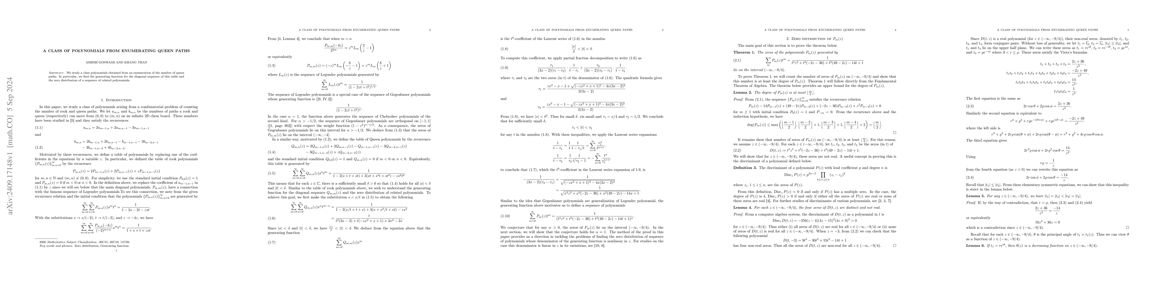Thumbnail for A class of polynomials from enumerating queen paths