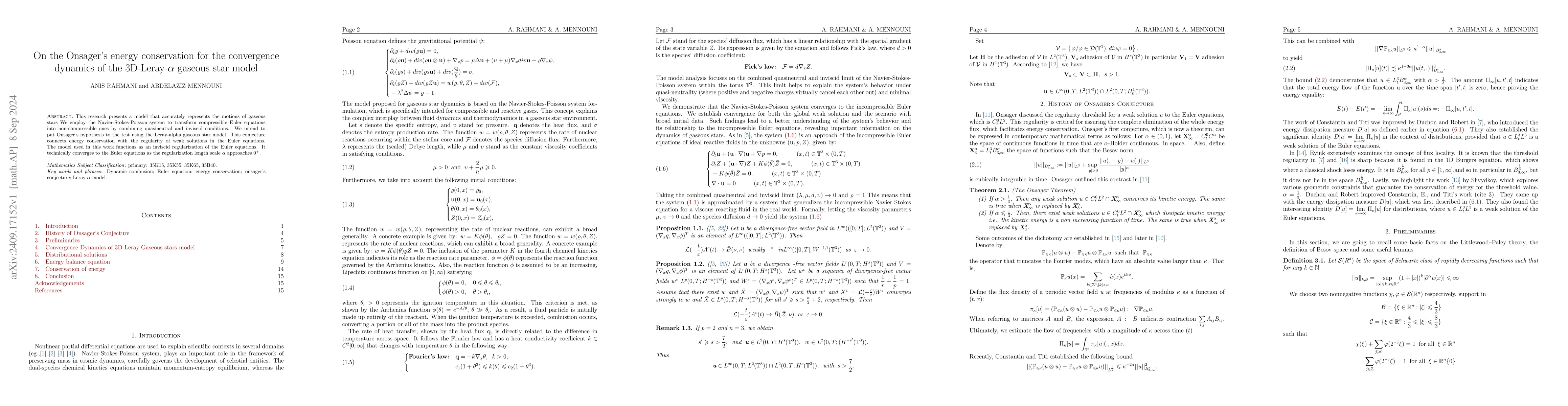 Thumbnail for On the Onsager's energy conservation for the convergence dynamics of the
  3D-Leray-$α$ gaseous star model