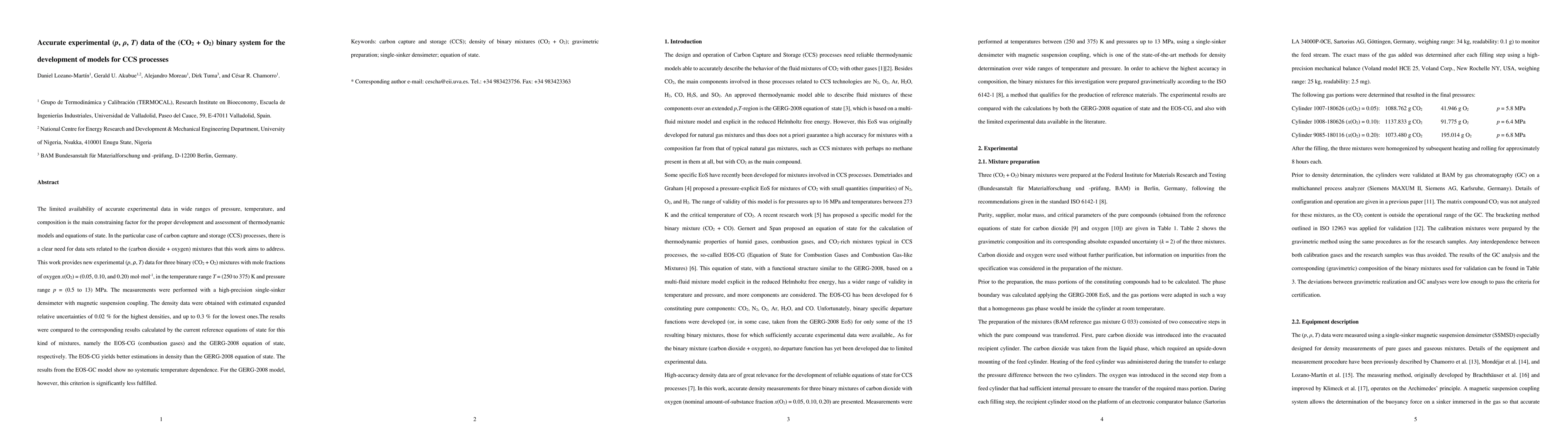 Thumbnail for Accurate experimental ($p$, $ρ$, $T$) data of the ($CO_{2}$ +
  $O_{2}$) binary system for the development of models for CCS processes