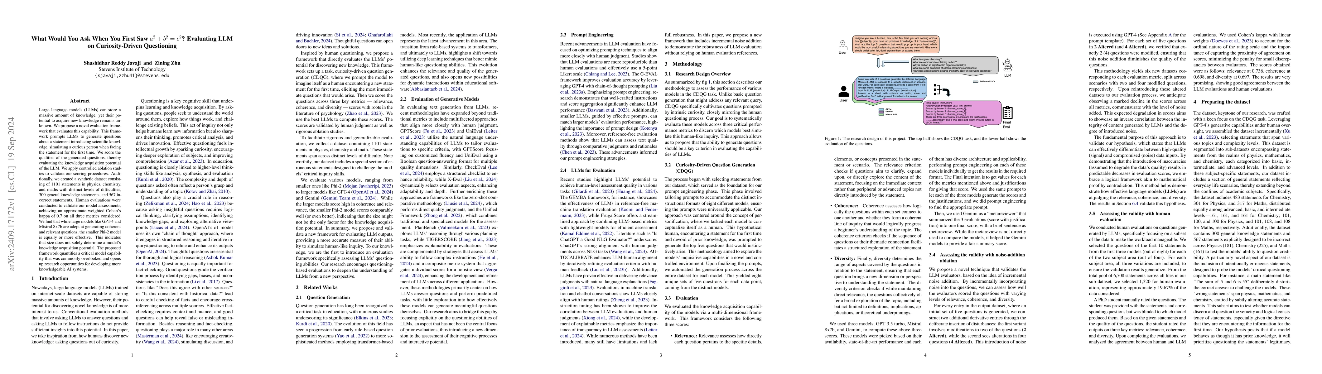 Thumbnail for What Would You Ask When You First Saw $a^2+b^2=c^2$? Evaluating LLM on
  Curiosity-Driven Questioning