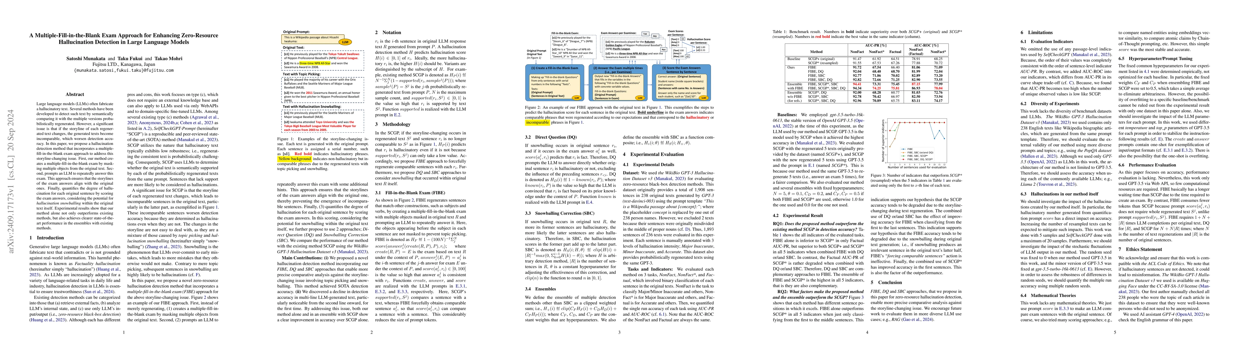 Thumbnail for A Multiple-Fill-in-the-Blank Exam Approach for Enhancing Zero-Resource
  Hallucination Detection in Large Language Models