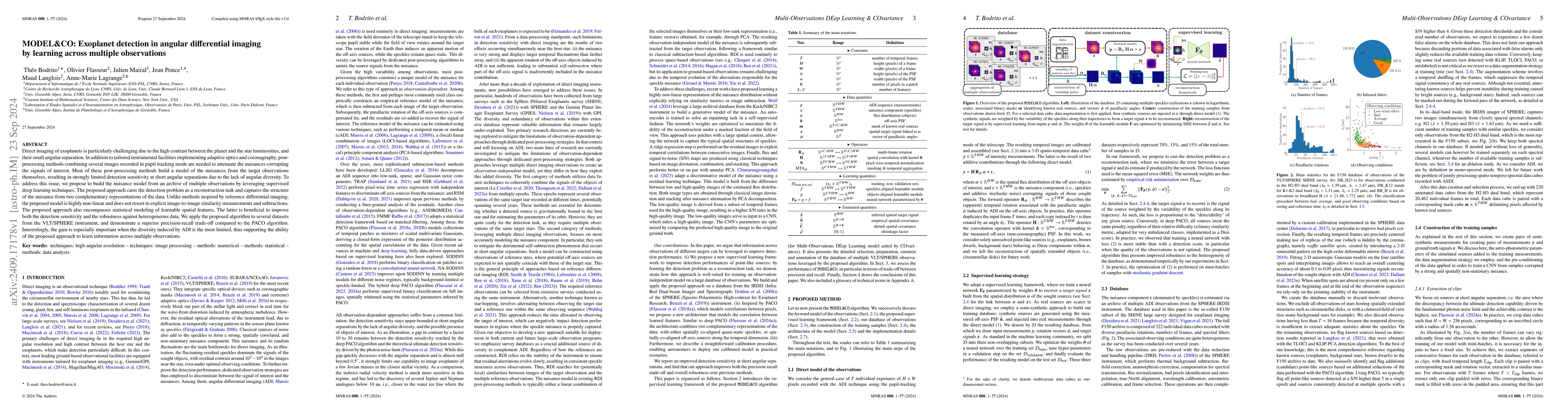 Thumbnail for MODEL&CO: Exoplanet detection in angular differential imaging by
  learning across multiple observations