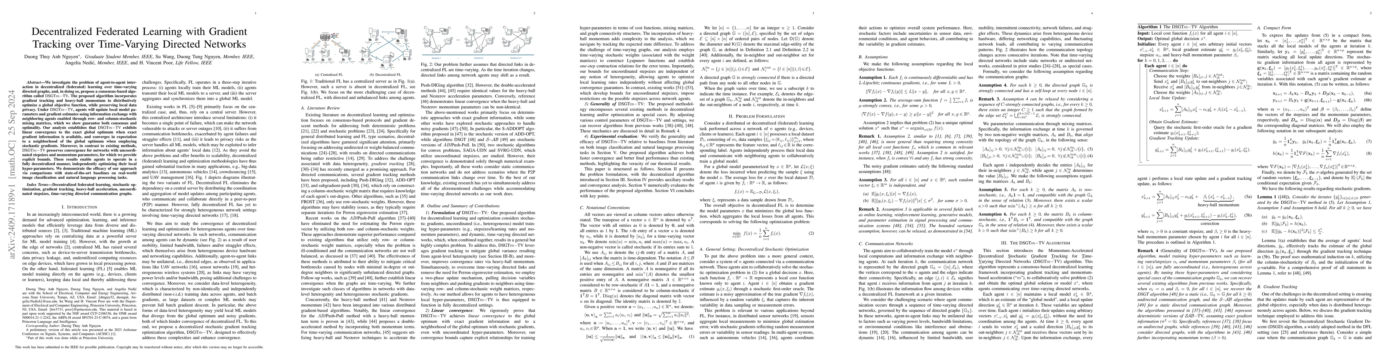 Thumbnail for Decentralized Federated Learning with Gradient Tracking over
  Time-Varying Directed Networks