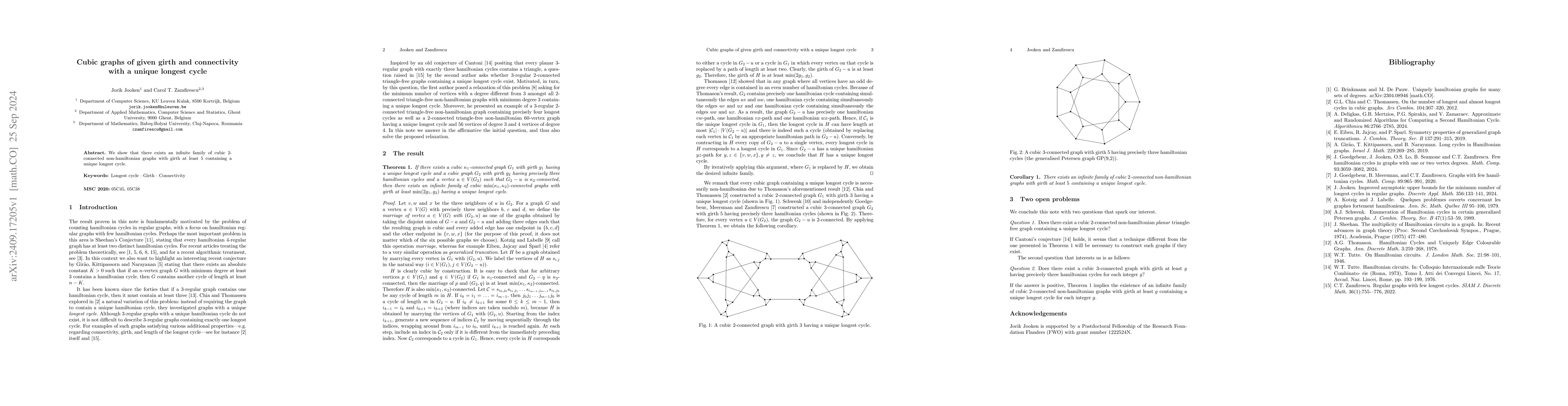 Thumbnail for Cubic graphs of given girth and connectivity with a unique longest cycle