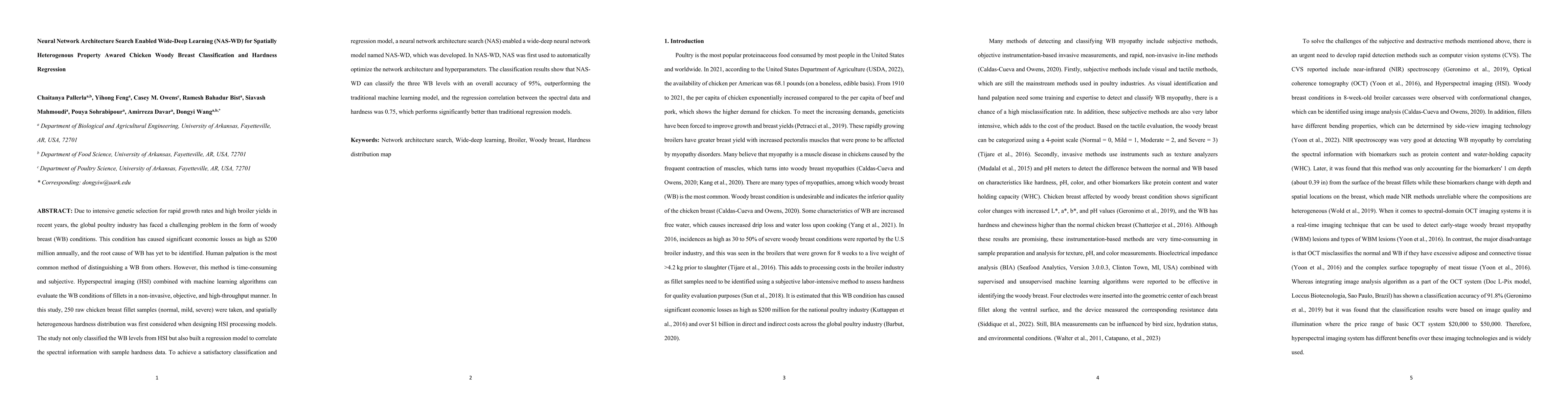 Thumbnail for Neural Network Architecture Search Enabled Wide-Deep Learning (NAS-WD)
  for Spatially Heterogenous Property Awared Chicken Woody Breast
  Classification and Hardness Regression