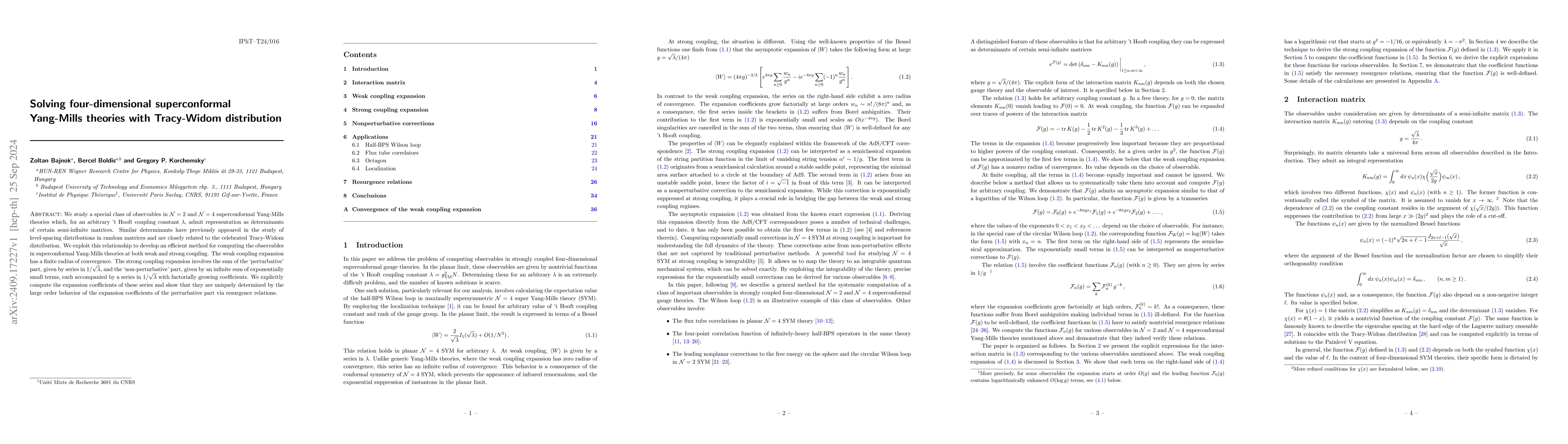 Thumbnail for Solving four-dimensional superconformal Yang-Mills theories with
  Tracy-Widom distribution