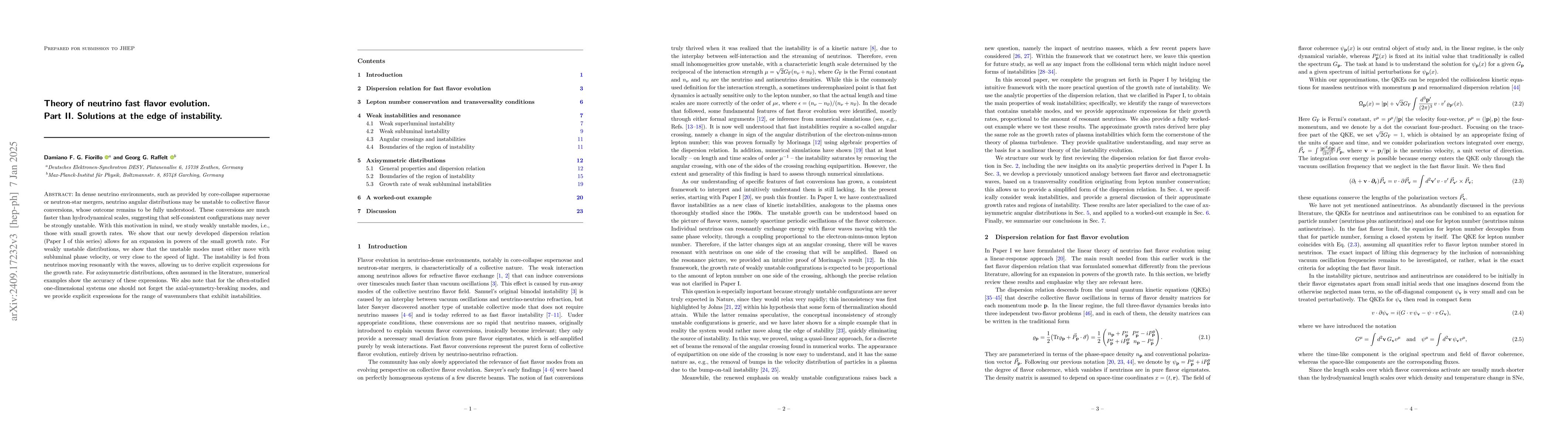 Thumbnail for Theory of neutrino fast flavor conversions. Part II. Solutions at the
  edge of instability