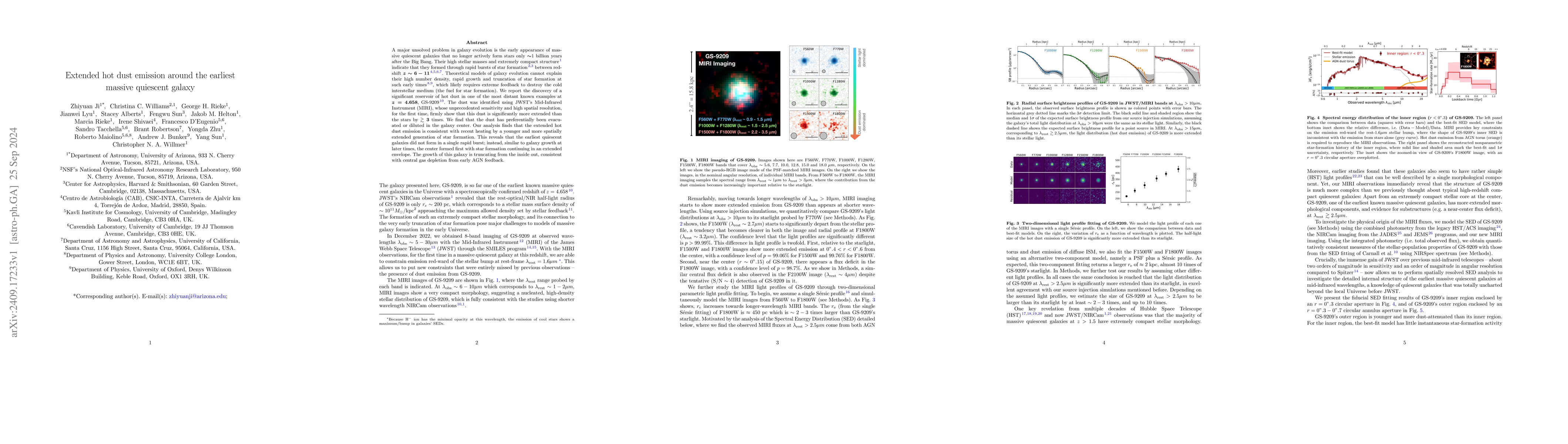 Thumbnail for Extended hot dust emission around the earliest massive quiescent galaxy