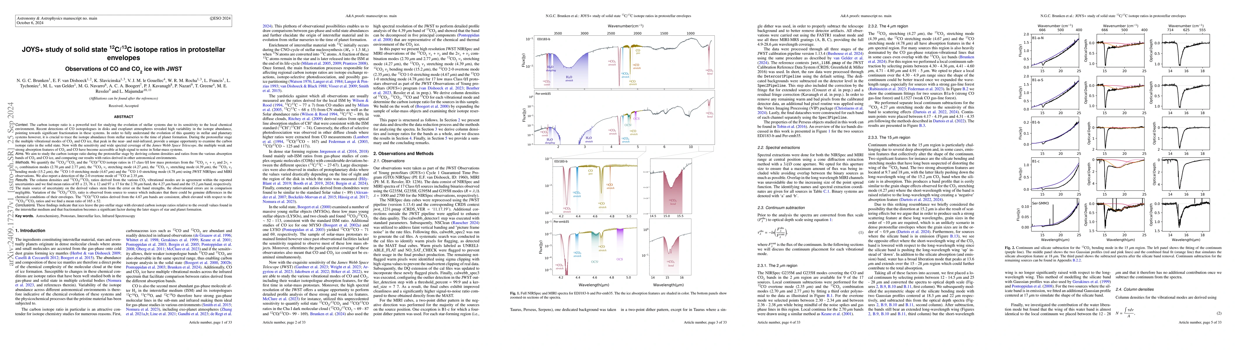 Thumbnail for JOYS+ study of solid state $^{12}$C/$^{13}$C isotope ratios in
  protostellar envelopes: Observations of CO and CO$_2$ ice with JWST